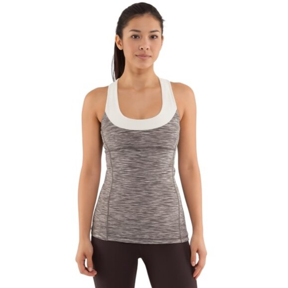 lululemon athletica Tops - Lululemon Size 6 Grey White Space Dye Racerback Athletic Tank Top